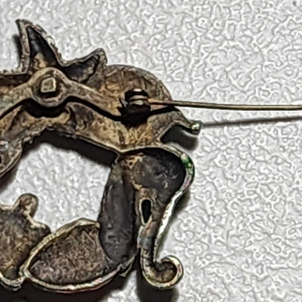 Vintage Enamel Sea Life Wreath Brooch Seahorse Turtle Starfish Nautical Pin